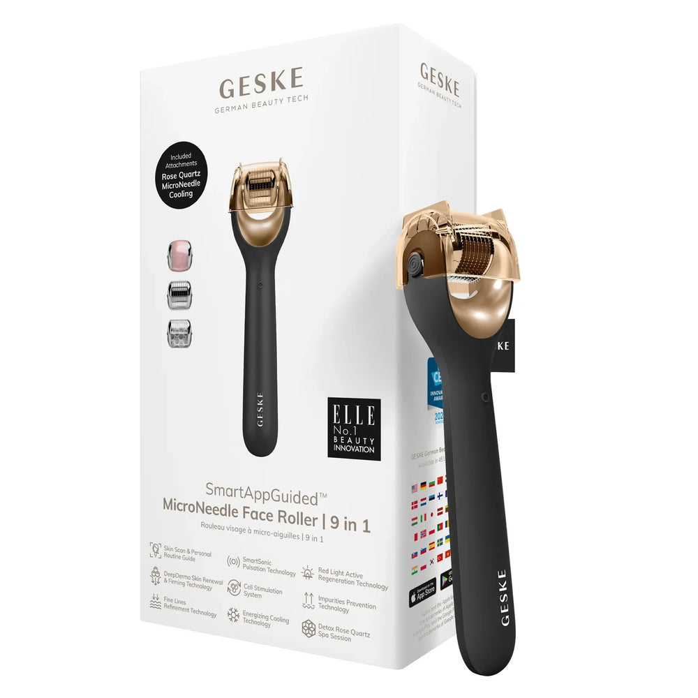 Електронний ролер для обличчя з мікроголками GESKE MicroNeedle Face Roller 9в1 gray