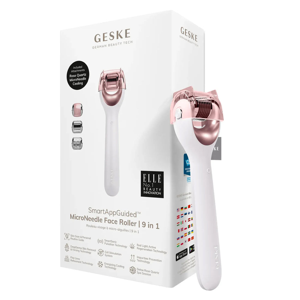 Електронний ролер для обличчя з мікроголками GESKE MicroNeedle Face Roller 9в1 starlight