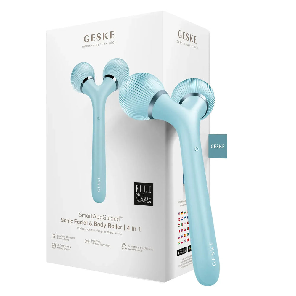 Електронний ультразвуковий ролик для обличчя та тіла GESKE Sonic Facial&Body Roller 4в1 turquoise