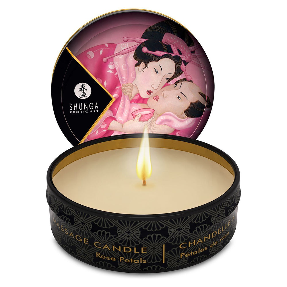 Масажна свічка Shunga Mini Massage Candle – Rose Petals з афродизіаками