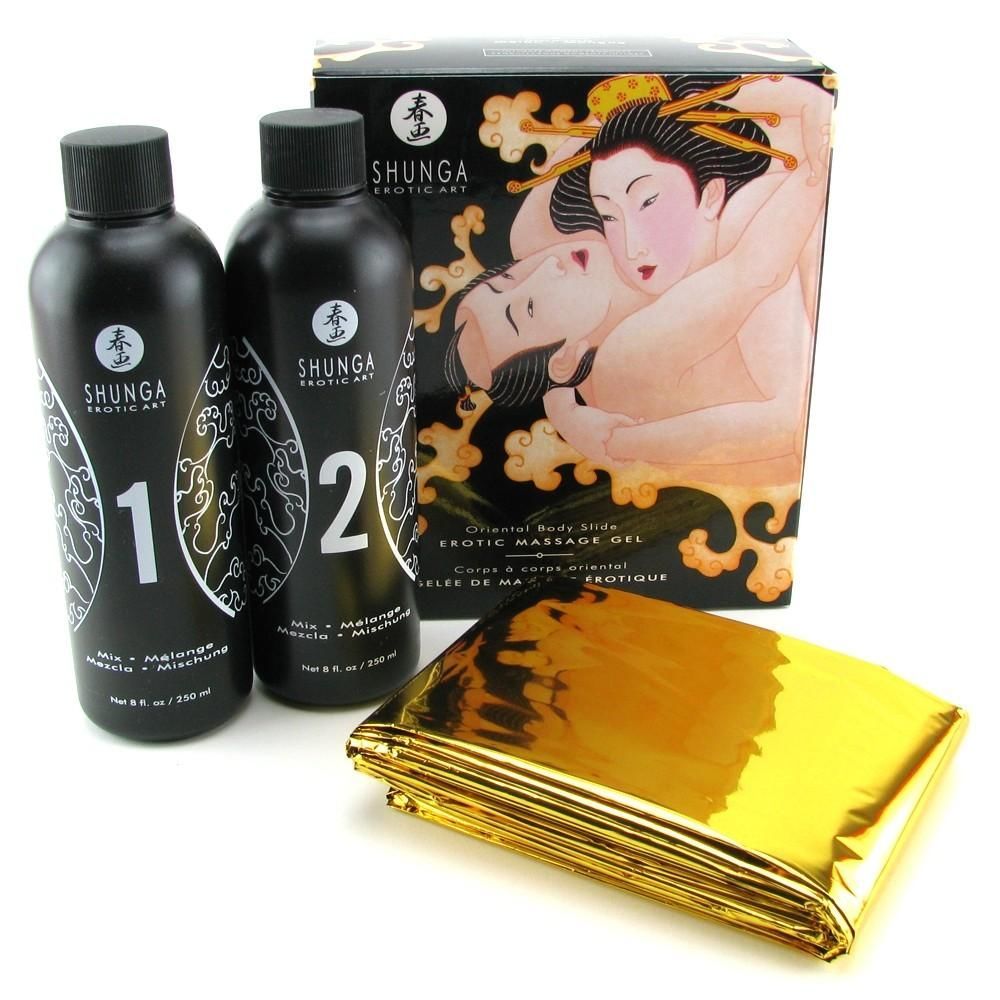 Гель для NURU-масажу Shunga Oriental Body-to-Body – Melon Mango (2 x плюс простирадло
