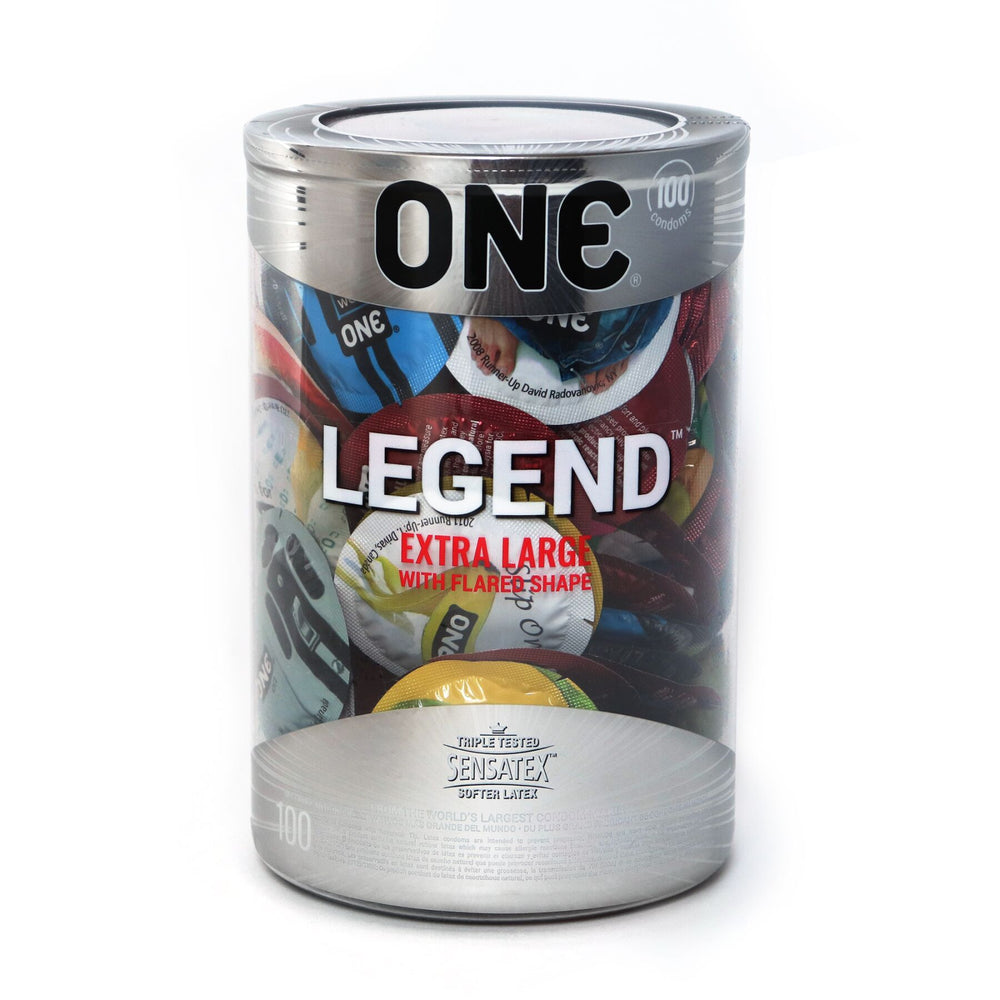Набір презервативів ONE Legend XL, 100 шт, збільшений розмір, розширення на кінці, паковання-тубус