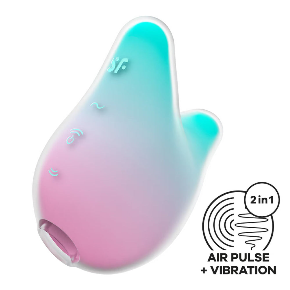 Вакуумний кліторальний стимулятор з вібрацією Satisfyer Mermaid Vibes Mint/Pink, 2 мотори