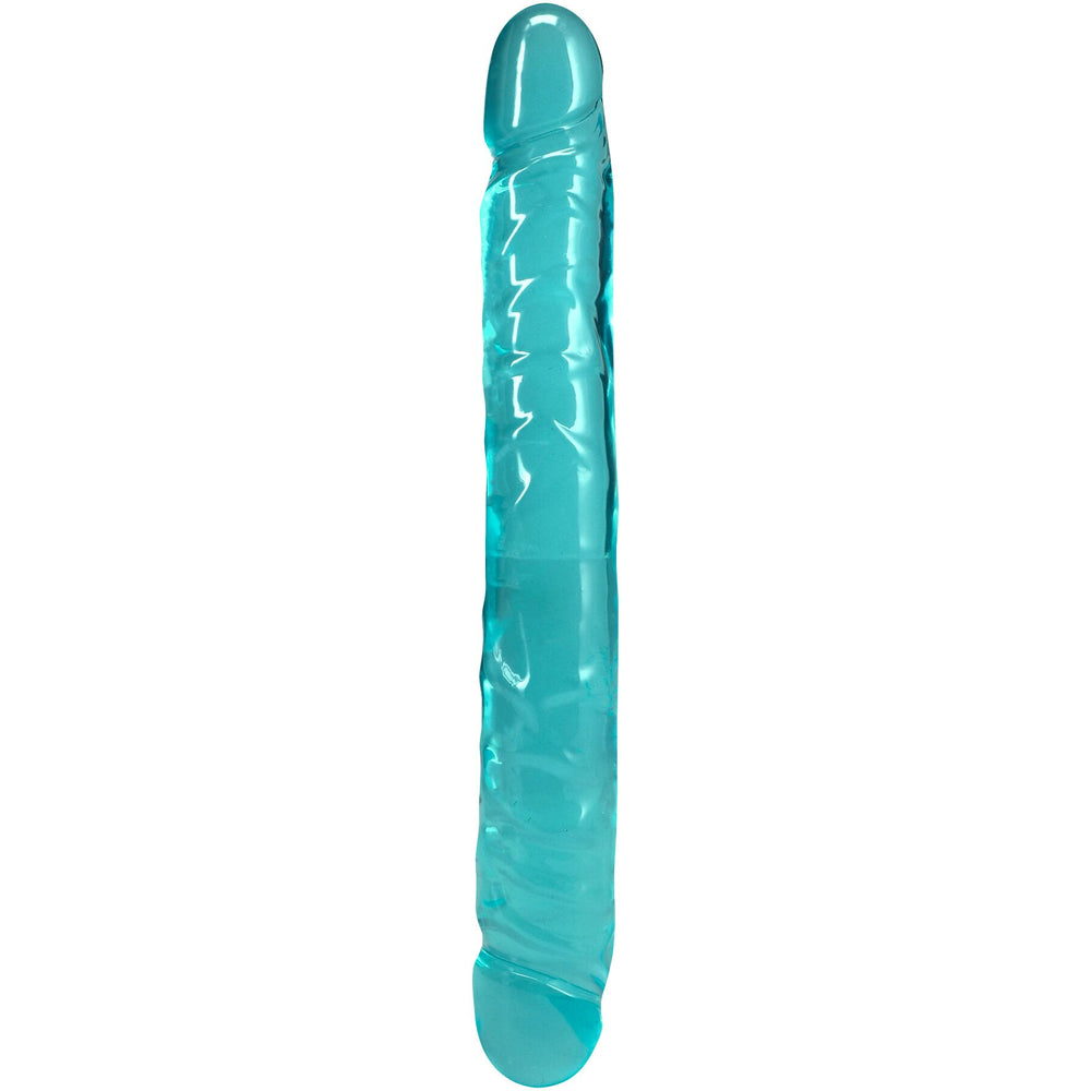 Фалоімітатор двосторонній Doc Johnson Crystal Jellies 12" Jr. Double Dong Teal