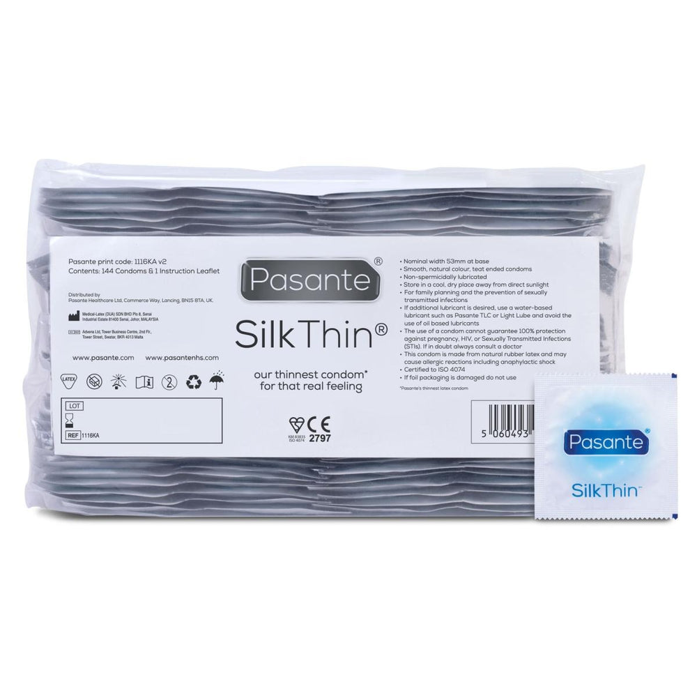 Презервативи ультратонкі Pasante Silk Thin латексні (ціна за упаковку, 144 шт.)