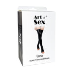 Панчохи Art of Sex - Lora з відкритими пальцями та п'ятою, розмір S, з ефектом мокрого оксамиту