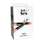 Вінілові мітенки Art of Sex - Lora короткі, размер M, колір чорний з ефектом голограми