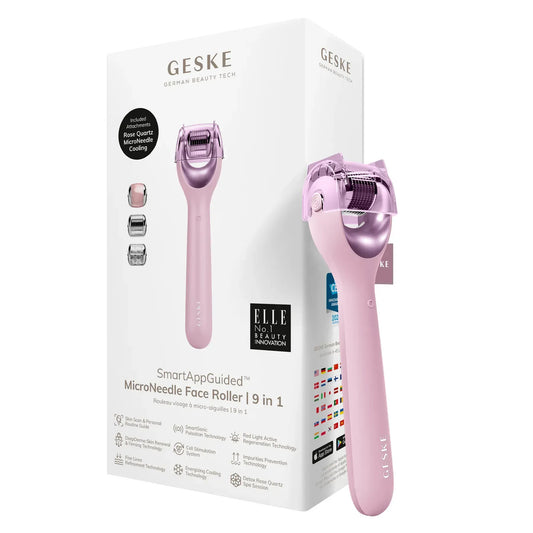 Електронний ролер для обличчя з мікроголками GESKE MicroNeedle Face Roller 9в1 pink