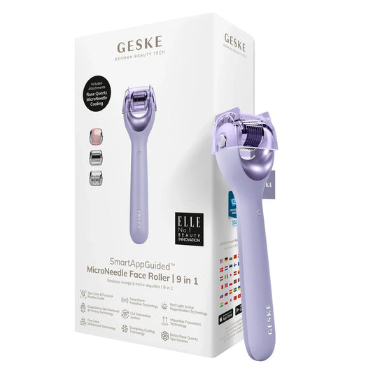 Електронний ролер для обличчя з мікроголками GESKE MicroNeedle Face Roller 9в1 purple
