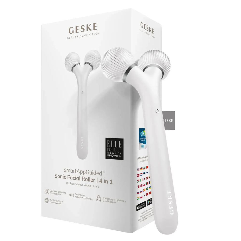 Електронний ультразвуковий ролик для обличчя GESKE Sonic Facial Roller 4в1 white