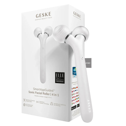 Електронний ультразвуковий ролик для обличчя GESKE Sonic Facial Roller 4в1 white