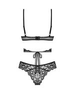 Комплект Obsessive Blomentis 2-pcs set, XL/2XL, мереживний, ліф із зав’язками на спині, трусики-сліпи