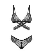 Комплект Obsessive Blomentis 2-pcs set, XS/S, мереживний, ліф із зав’язками на спині, трусики-сліпи