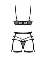 Комплект Obsessive Blomentis 3-pcs set, XS/S, м’який ліф, стрінги зі стрепами, пояс із гартерами