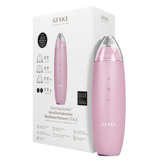 Мікродермабразійний пристрій для видалення чорних цяток GESKE MicroDermabrasion Blackhead Remover 7в1 pink
