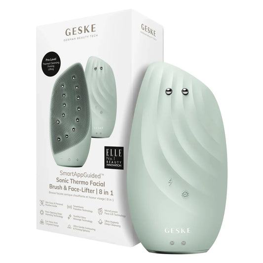 Очищувальна щітка для обличчя GESKE Sonic Thermo Facial Brush&Face-Lifter 8в1 green