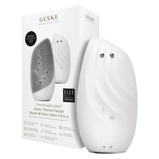 Очищувальна щітка для обличчя GESKE Sonic Thermo Facial Brush&Face-Lifter 8в1 white