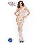 Бодістокінг Passion BS036 white, комбінезон, лямки через одне плече