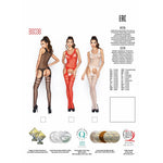Бодістокінг Passion BS038 red, комбінезон, імітація панчіх і пояса