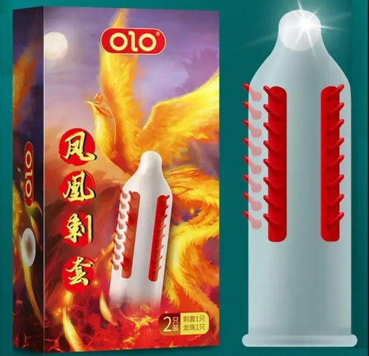 Презерватив OLO з вусиками + кулька "Phoenix Spiny condom" (у комплекті 1 презератив + 1 кулька)