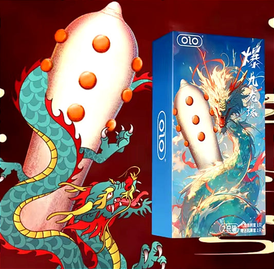 Презервативи OLO Nine Dragon (1 шт. презерватив із шипом та 1 шт. ультра тонкий презерватив)