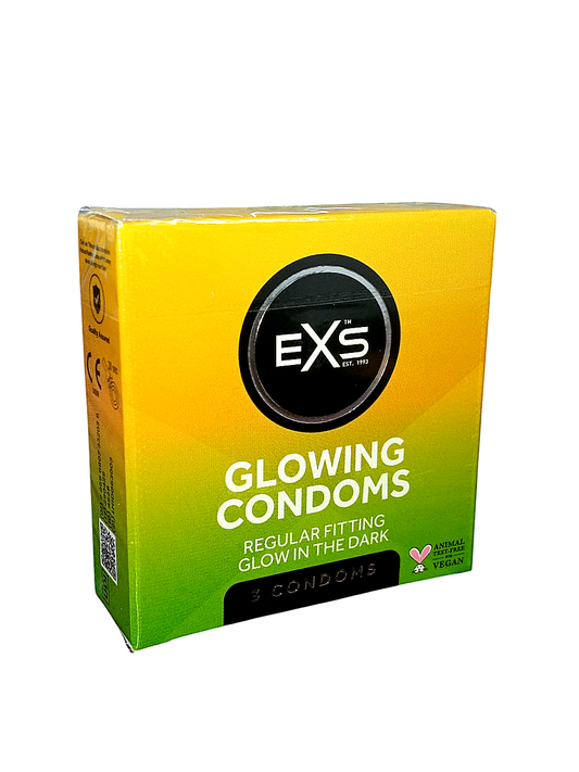 Презервативи флуоресцентні EXS Glowing веганські (ціна за пачку, 3 шт.)