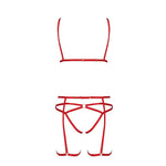 Комплект білизни Passion Exclusive MAGALI SET OpenBra XXL/XXXL, red, стрепи, ліф, трусики і пояс