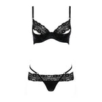 Комплект білизни Passion Exclusive NORTH SET L/XL, black, ліф і трусики з елементами під латекс