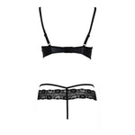 Комплект білизни Passion Exclusive NORTH SET S/M, black, ліф и трусики з елементами під латекс