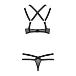 Комплект білизни Passion Exclusive HAGAR SET S/M, black, стрепи, трусики та ліф