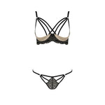 Комплект білизни Passion Exclusive VALERY SET OpenBra XXL/XXXL black, стрепи, трусики, відкритий ліф