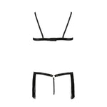 Комплект білизни Passion Exclusive KASSANDRA SET OpenBra L/XL black, ліф з бахроми, трусики-спідниця