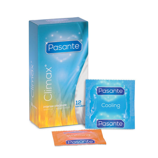 Презервативи ребристі Pasante Climax Condoms охолоджувальні та зігрівальні (ціна за упаковку, 12 шт)