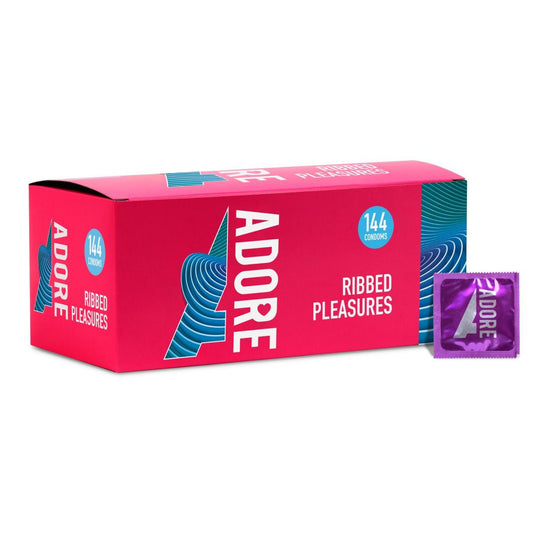 Ребристі презервативи Pasante Adore Ribbed Pleasure латексні (ціна за упаковку, 144 шт.)