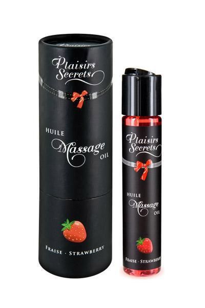 Масажна олія Plaisirs Secrets Strawberry з афродизіаками, їстівна, подарункове паковання