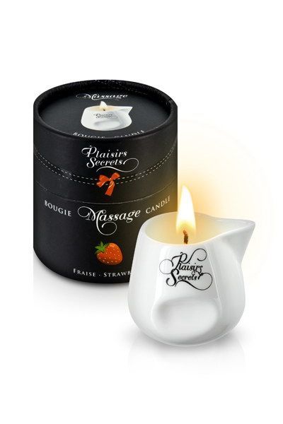 Масажна свічка Plaisirs Secrets Strawberry подарункова упаковка, керамічний посуд