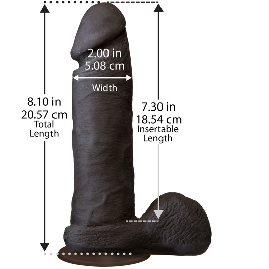 Фалоімітатор Doc Johnson The Realistic Cock 8 inch Black - ULTRASKYN, Vack-U-Lock, діаметр 5,1 см