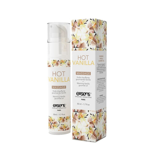 Масажна олія EXSENS Hot Vanilla розігріває, без цукру, без парабенів, їстівна