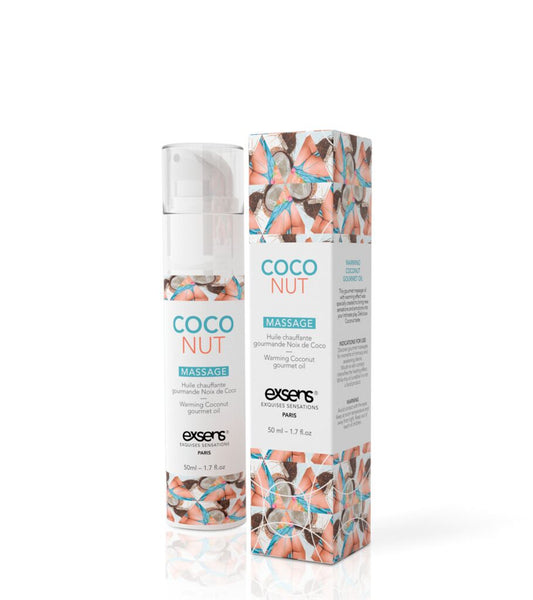 Масажна олія EXSENS Coconut розігріває, без цукру, без парабенів, їстівне