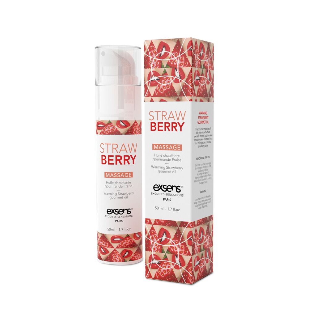 Масажна олія EXSENS Strawberry розігрівальна, без цукру, без парабенів, їстівна