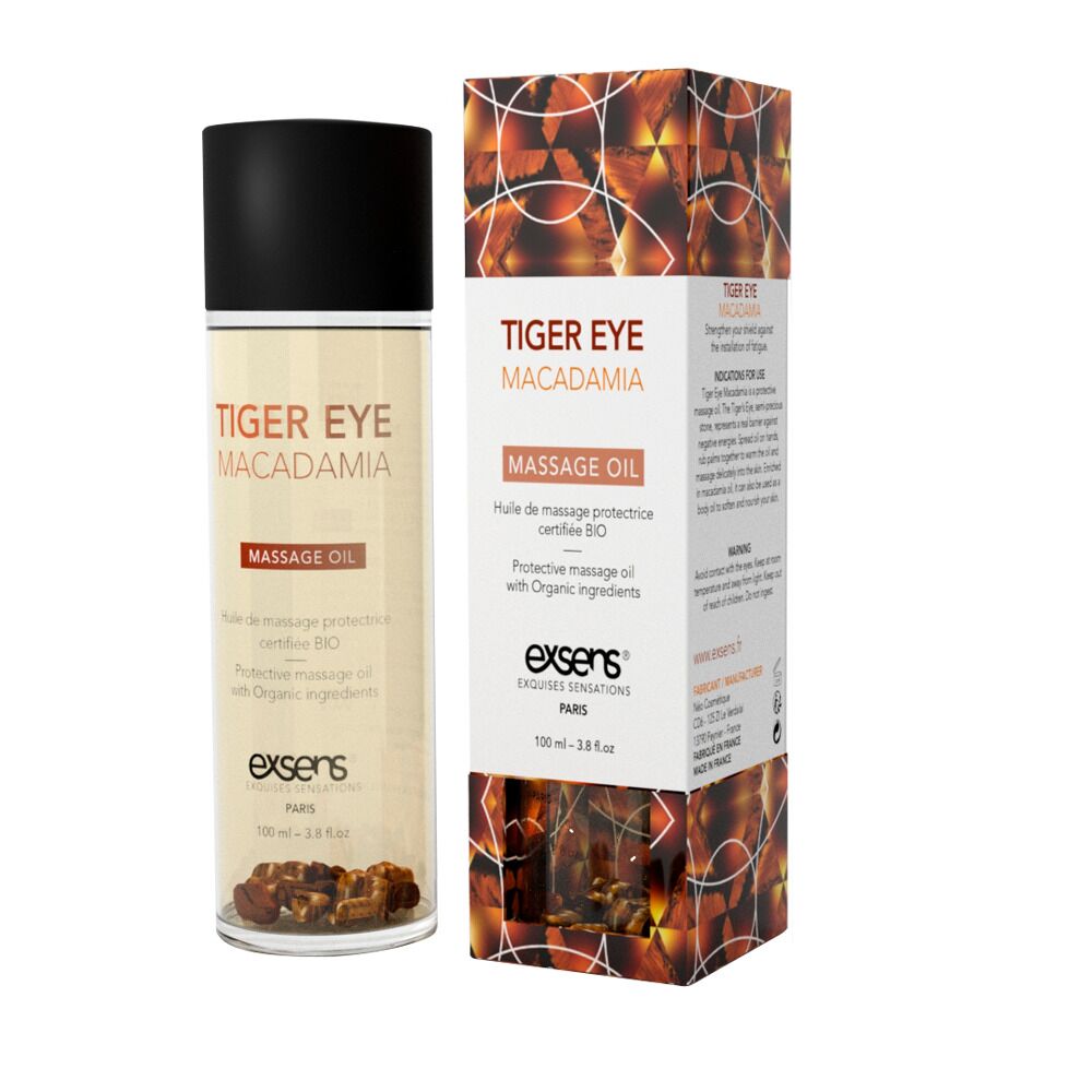 Масажна олія EXSENS Tiger Eye Macadamia (захист з тигровим оком), натуральна