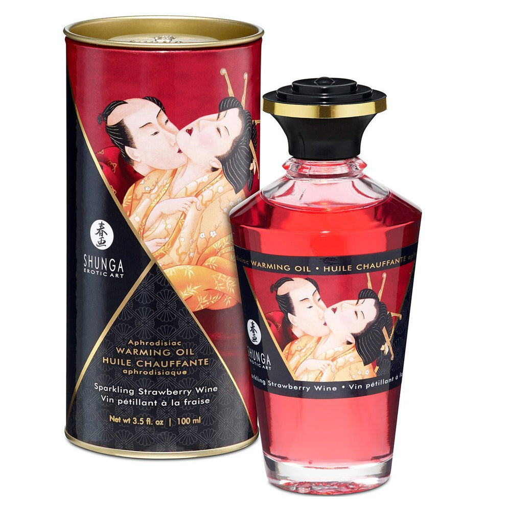 Розігрівальна олія Shunga Aphrodisiac Warming Oil – Sparkling Strawberry Wine без цукру