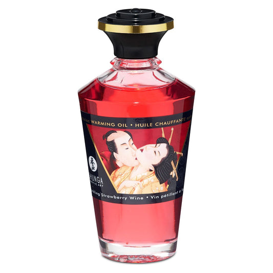 Розігрівальна олія Shunga Aphrodisiac Warming Oil – Sparkling Strawberry Wine без цукру