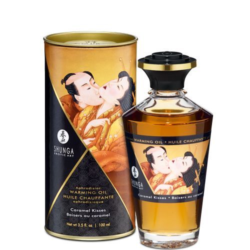 Розігрівальна олія Shunga Aphrodisiac Warming Oil – Caramel Kisses без цукру, смачна