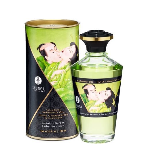 Розігрівальна олія Shunga Aphrodisiac Warming Oil – Midnight Sorbet без цукру, смачна