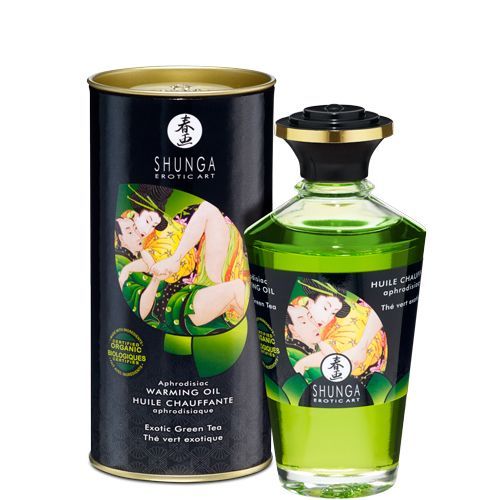 Органічна розігрівальна олія Shunga Aphrodisiac Warming Oil – Exotic green tea без цукру