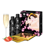 Гель для NURU-масажу Shunga Oriental Body-to-Body – Sparkling Strawberry Wine плюс простирадло