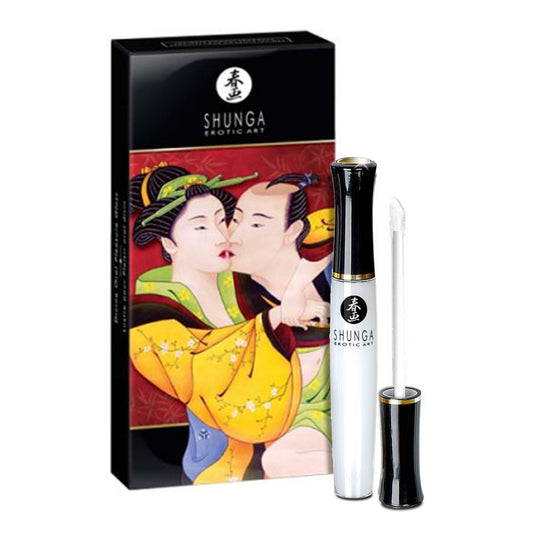 Стимулювальний блиск для губ Shunga LIPGLOSS – Sparkling Strawberry Wine, ефект поколювання