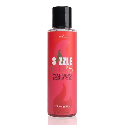 Зігрівальний масажний гель Sensuva Sizzle Lips Strawberry, без цукру, їстівний