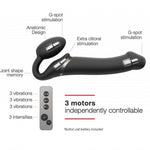 Безремінний страпон з вібрацією Strap-On-Me Vibrating Black M, діаметр 3,8см, пульт ДК, регульований